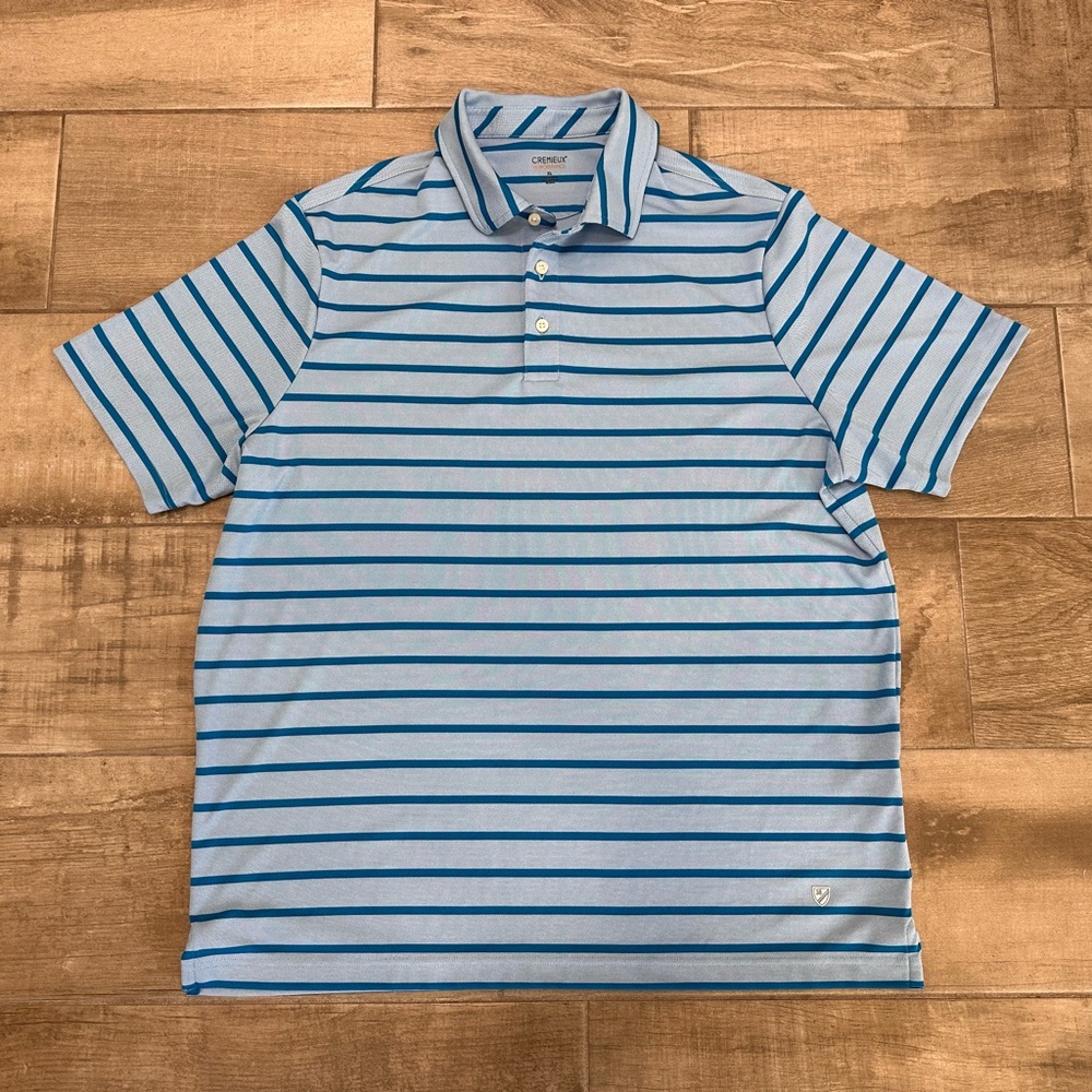 Cremieux Performance Polo Mens XL Blue Stripe Golf Shirt Lightweight Comfortable